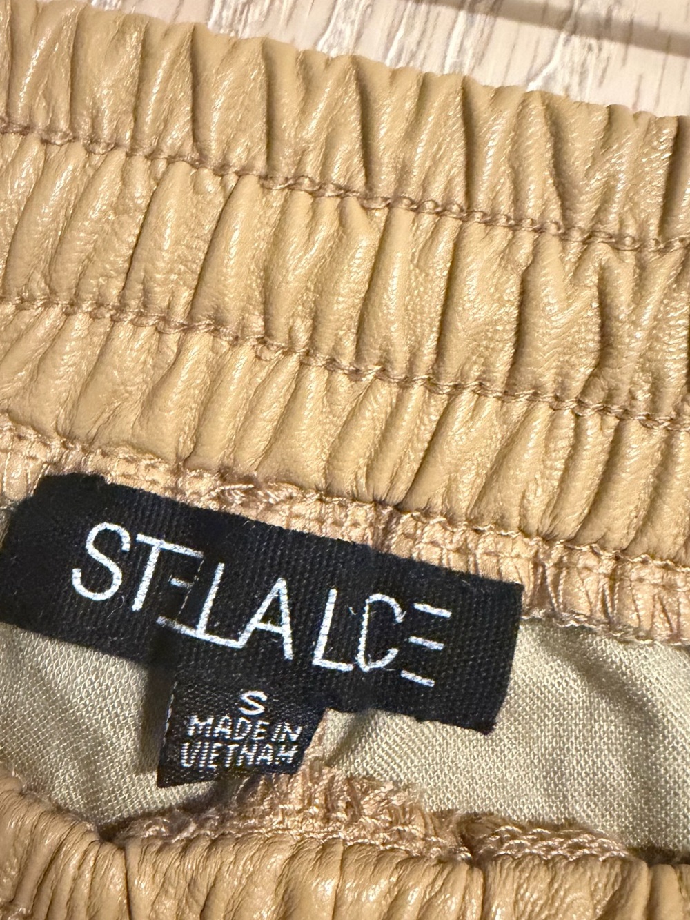 Stella Luce Camel Faux Leather Jogger Pants Size Small - Picture 8 of 16